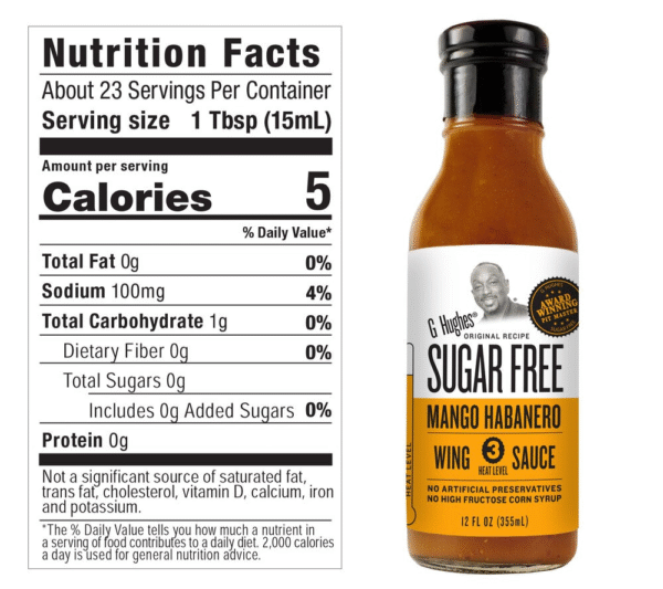 G Hughes Sugar-Free Mango Habanero Wing Sauce – Sweet, Spicy & Guilt-Free