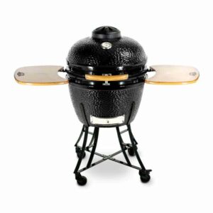 Ambiance Kamado 25 - Stainless Steel Grids, Ceramic Plates, Cart, Shelves and Cover Included
