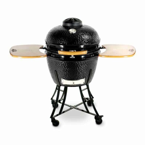 Ambiance Kamado 25 - Stainless Steel Grids, Ceramic Plates, Cart, Shelves and Cover Included