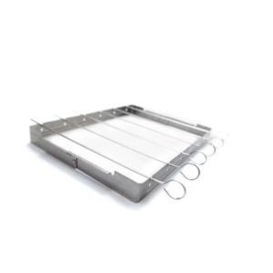 Stainless Steel Kebab Rack with 6 Skewers | Folding 13" x 10" BBQ Set
